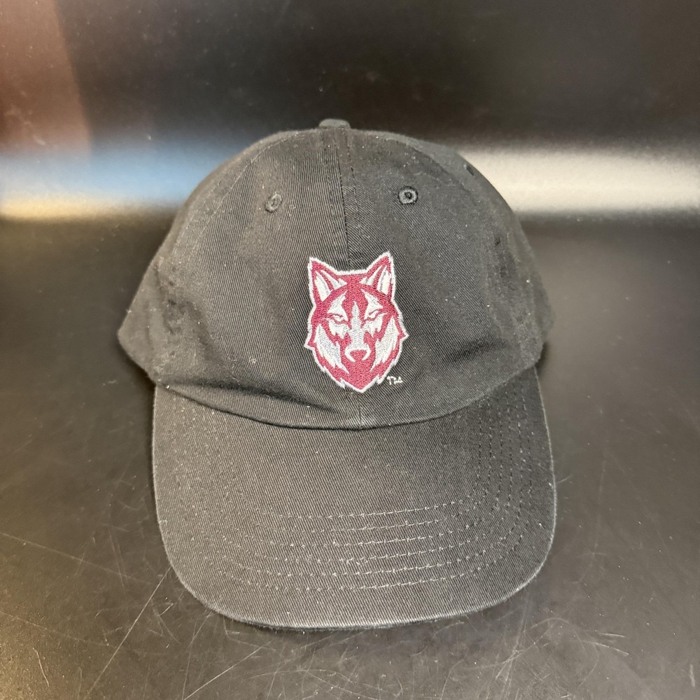 NC State Wolfpack Logo Black Cotton Adjustable Strapback Baseball Hat Mens‎ OSFM